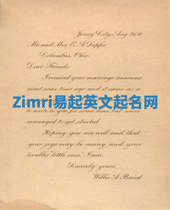 Zimri易起英文起名网